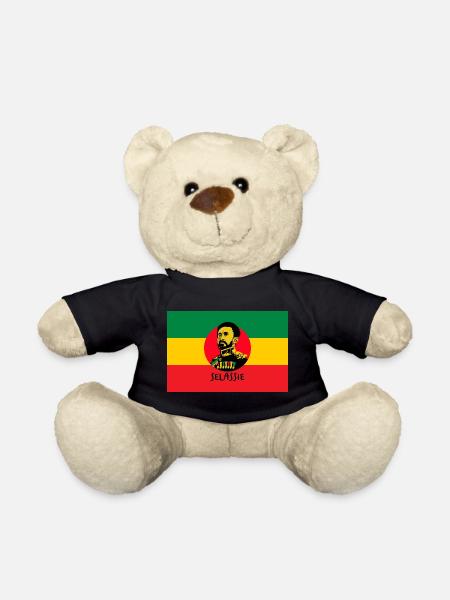 REGGAE FLAG - HAILE SELASSIE - JAH RASTAFARI - Teddy Bear - black