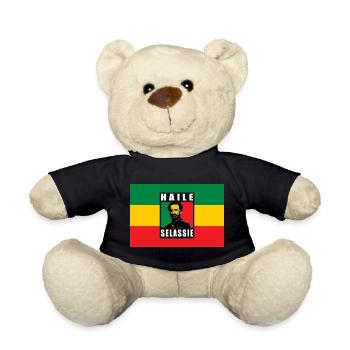 REGGAE RASTA FLAG - SELASSIE I - JAH RASTAFARI - Teddy Bear - black - Front
