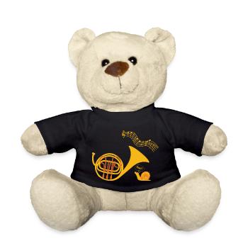 Funny shirt french horn musical instrument - Teddy Bear - black - Front