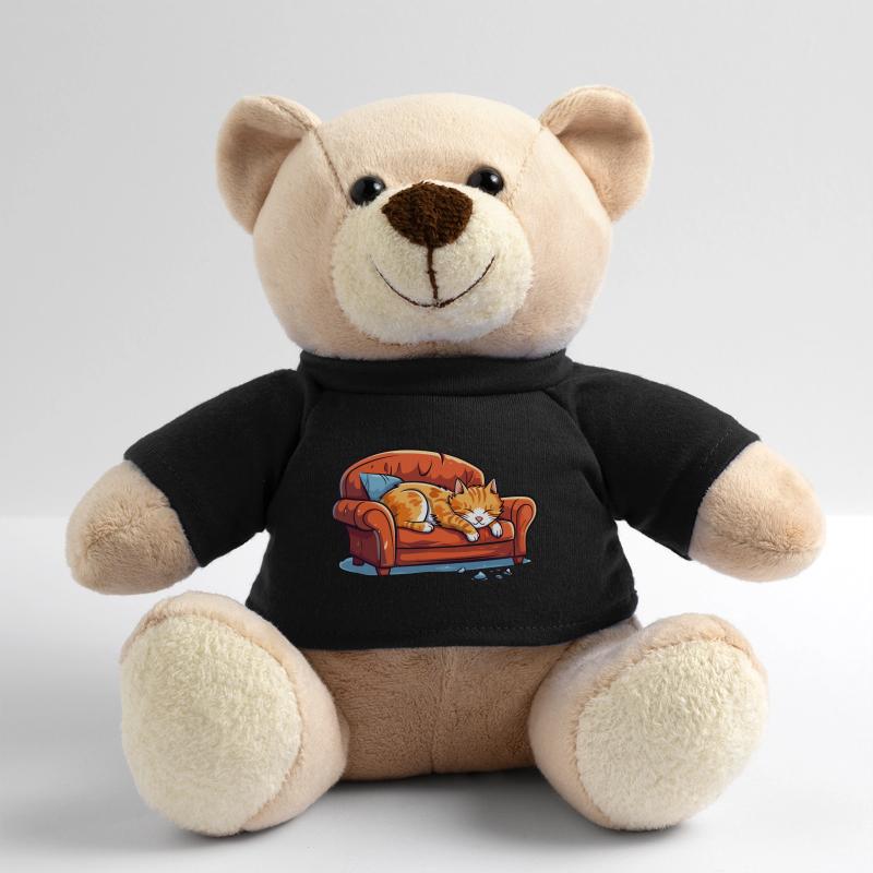 Cat Oversleeping Tired Couch Sofa Funny Cartoon Teddy Bear
