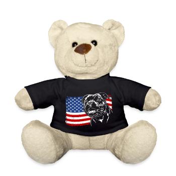 Staffordshire Bull Terrier America Flag Dogs - Teddy Bear - black - Front