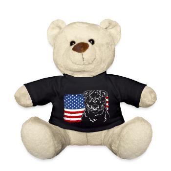 Staffordshire Bull Terrier America Flag Dogs - Teddy Bear - black - Front