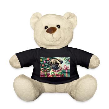 Cute Christmas Pug with Gifts - Teddy Bear - black - Front