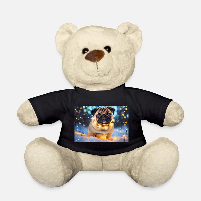 Carlin mignon avec des lumières de Noël - Nounours - noir