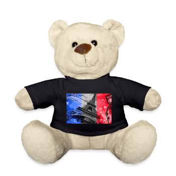 Paris Skyline Tour Eiffel France Drapeau Drapeau - Nounours - noir - Devant