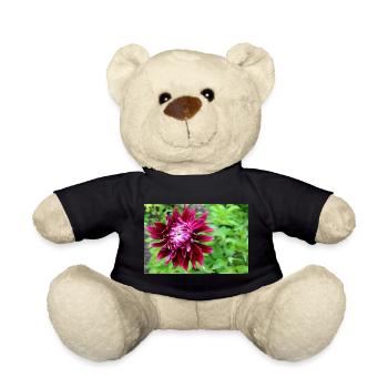 Dahlia, Flower, Blossom Red - Teddy Bear - black - Front