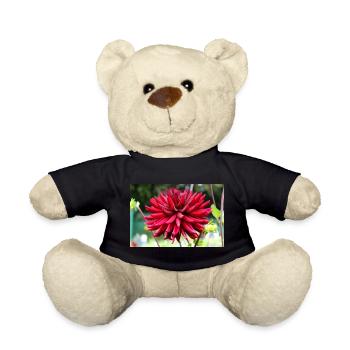 Dahlia Red Blossom ,Flower - Teddy Bear - black - Front