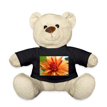 Dahlia Orange Salmon Blossom ,Flower - Teddy Bear - black - Front