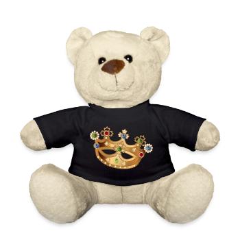 gold-coloured crown with gemstones and pearls - Teddy Bear - black - Front