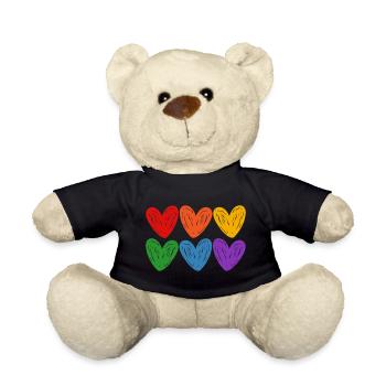 LGBTQIA-Regenbogenherzen - Teddy - Schwarz - Vorne