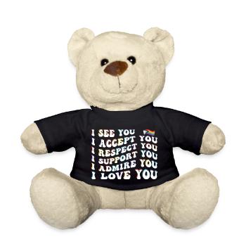 Proud Ally: I Accept, Respect, Support, Admire, - Teddy Bear - black - Front