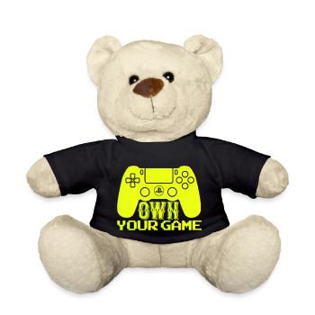 Gamer Game Play Online Computer Gaming Arcade Neon - Teddy Bear - black - Front