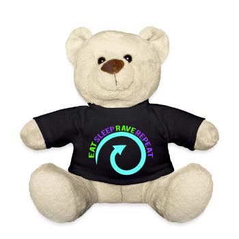 Manger dormir rave répéter nourriture sommeil corbeau disant - Nounours - noir - Devant