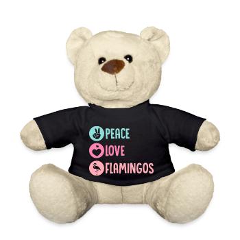 Paix Amour Flamants Mignon Oiseau Rose - Nounours - noir - Devant