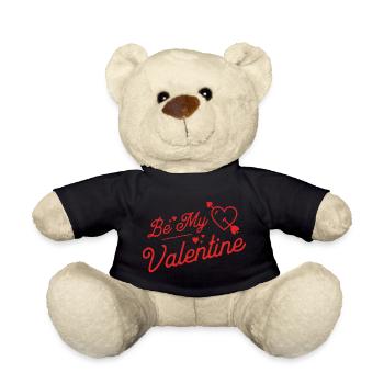 Valentinstag Herz mit “Be My Valentine” Schriftzug - Teddy - Schwarz - Vorne
