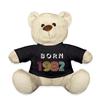 Geboren 1992 Neon Retro Typo - Teddy - Schwarz - Vorne