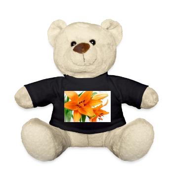 Orange Lily Blossom Fresh Print - Teddy Bear - black - Front
