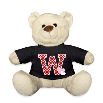Letter w heart - Teddy Bear - black - Front