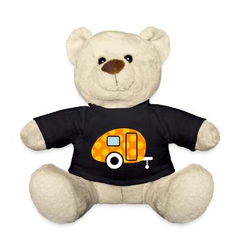 Caravan Wohnwagen Blumen Camping Retro Vintage Fan - Teddy - Schwarz - Vorne