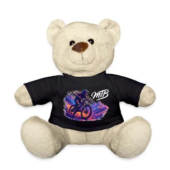 MTB Mountain Biking Mountain Biker Hobby Gift - Teddy Bear - black - Front