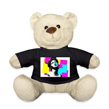 Künstlerisches Porträt im Pop-Art-Stil - Teddy - Schwarz - Vorne