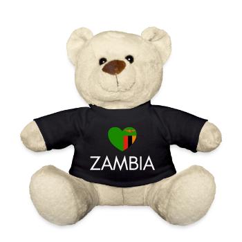 Herz mit sambischer Flagge, ich liebe Sambia - Teddy - Schwarz - Vorne