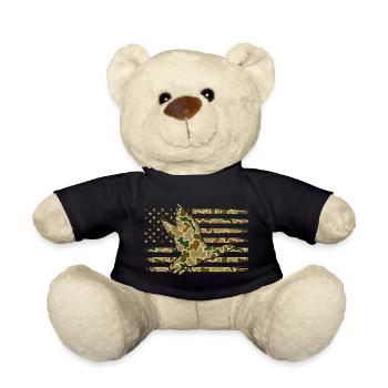 Duck Camo US Flag Waterfowl Patriotic Scene - Teddy Bear - black - Front