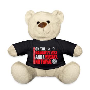 On the naughty list and regret nothing XMas Spruch - Teddy Bear - black - Front