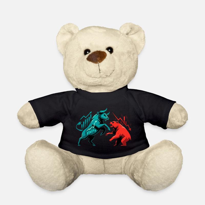Bullen gegen Bären Börsenkampf Aktien Geschenk - Teddy - Schwarz