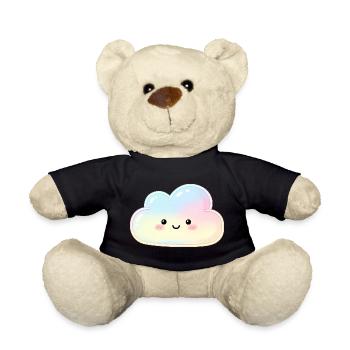 Pastel Cloud with Cute Face Sleep Cloud - Teddy Bear - black - Front
