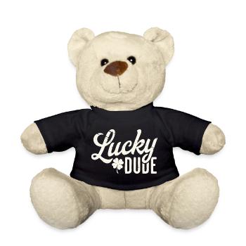 Lucky Dude with Four Leaf Clover Design - Teddy Bear - black - Front