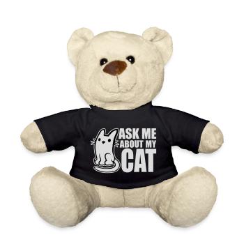 Ask Me About My Cat Katze Haustier Liebe Tierliebe - Teddy - Schwarz - Vorne