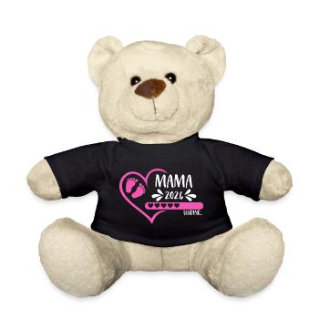 Mama 2026 loading Herz Version Mädchen pink rosa - Teddy - Schwarz - Vorne