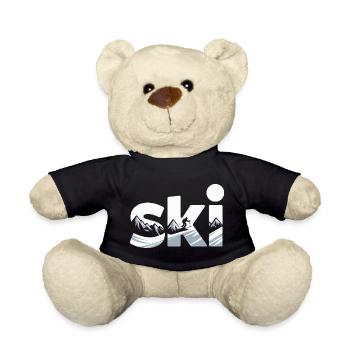 Ski Bergpanorama Typo Design - Teddy - Schwarz - Vorne