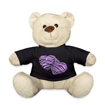 Pink Hearts auf Schwarz - Teddy - Schwarz - Vorne