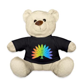 Multicolored Peacock - Teddy Bear - black - Front