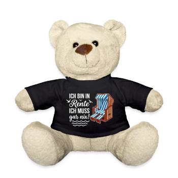 Ich bin in Rente ich muss gar nix mit Strandkorb  - Teddy - Schwarz - Vorne