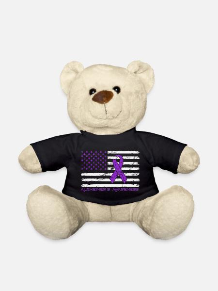 Ruban Violet Alzheimer Drapeau US - Nounours - noir