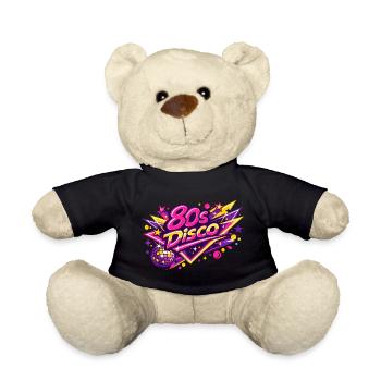 Retro 1980 80s Disco - Teddy Bear - black - Front