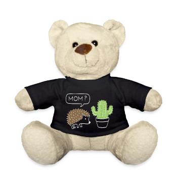 funny cactus with hedgehog gift - Teddy Bear - black - Front