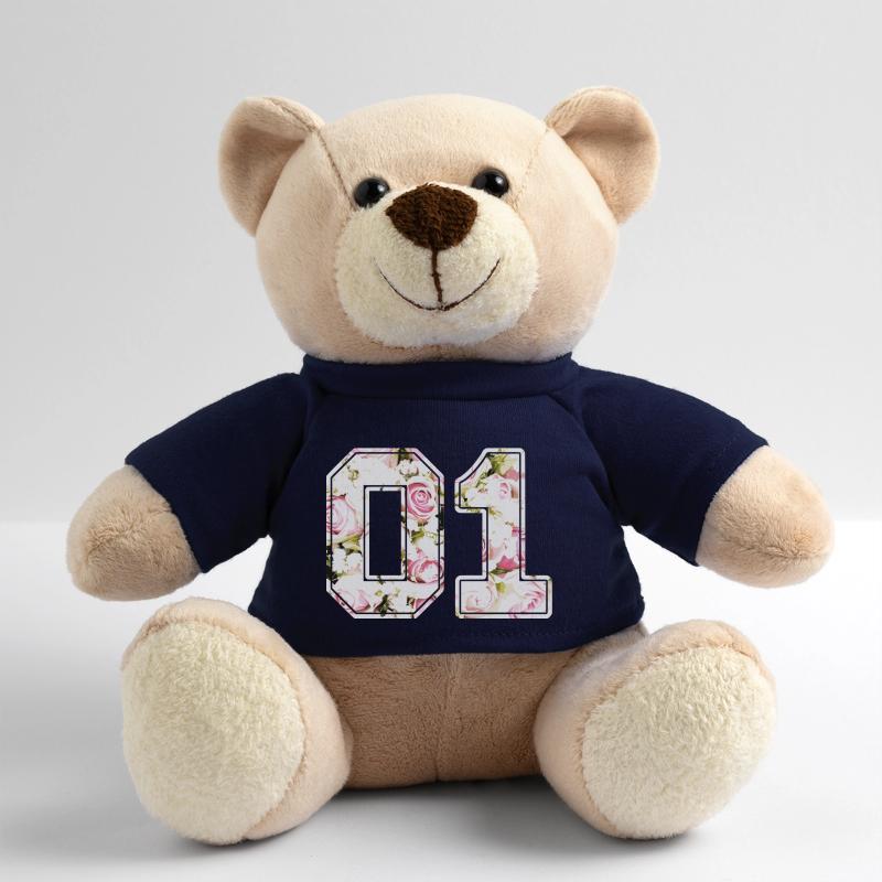 Rose pattern digit number 01 Teddy Bear