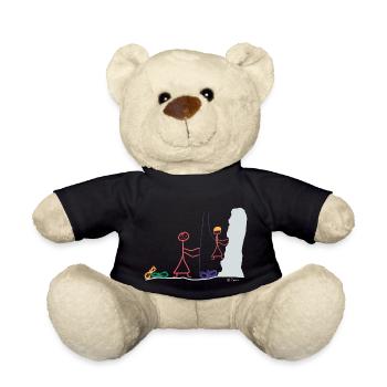 Kletterwand Strichmännchen Freiklettern Sport Frau - Teddy - Schwarz - Vorne