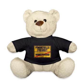 Finanzielle Freiheit Hamsterrad Ortsschild - Teddy - Schwarz - Vorne