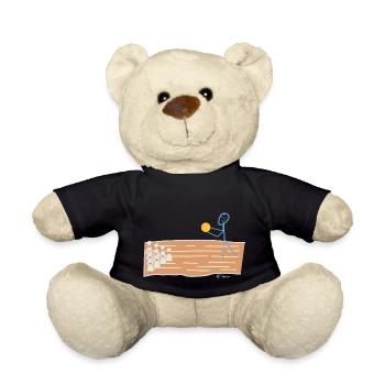 Bowling stick figure, bowling sport hobby fun - Teddy Bear - black - Front