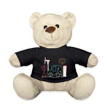 Electric car Electricity Stick figure, regenerative - Teddy Bear - black - Front