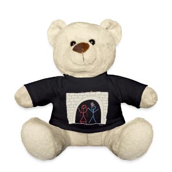 Heiraten Strichmännchen, Fest Paar Ehefrau Ehemann - Teddy - Schwarz - Vorne