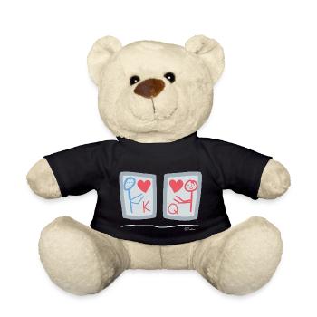 Poker Cards Stick Figure Love Heart Marry - Teddy Bear - black - Front