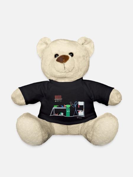Drechsel stick figure, wood carpenter work - Teddy Bear - black