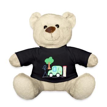 Elektroauto Strichmännnchen, Umweltschutz Akku - Teddy - Schwarz - Vorne