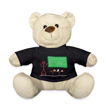 Enseignant étudiant stick figure écriture lire - Nounours - noir - Devant